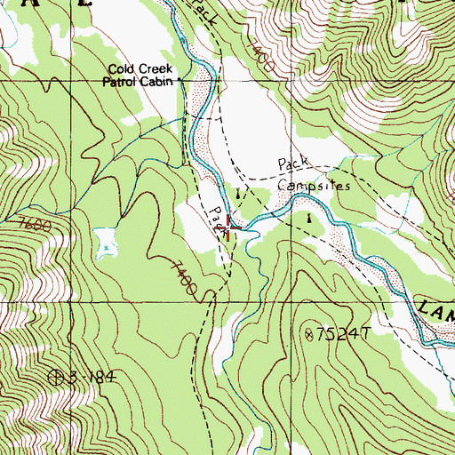 Topographic Map of Cold Creek, WY