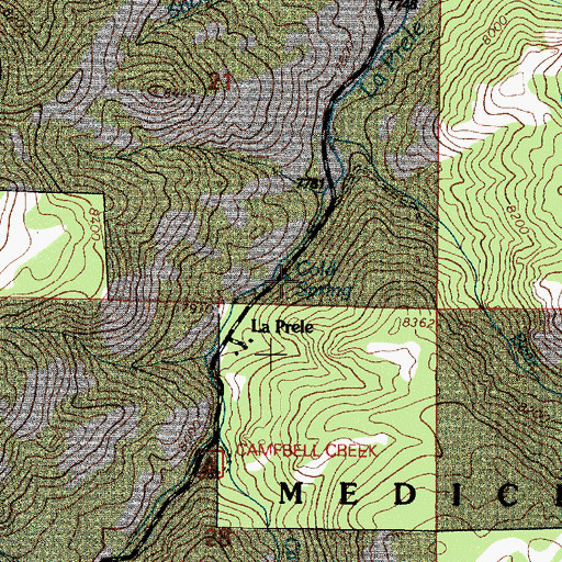 Topographic Map of Cold Spring, WY