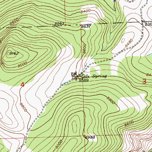Topographic Map of Cole Spring, WY