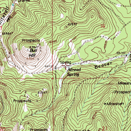 Topographic Map of Allread Spring, WY