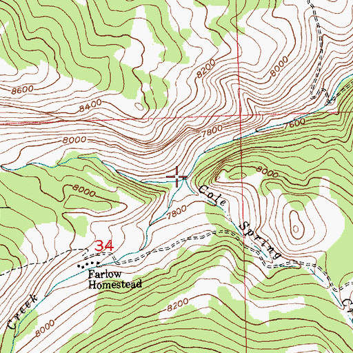 Topographic Map of Cole Spring Creek, WY