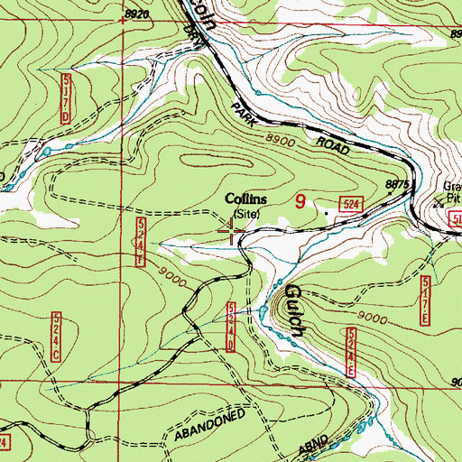 Topographic Map of Collins (historical), WY