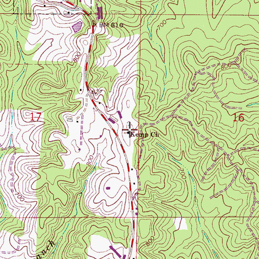 Topographic Map of Kemp Baptist Church, AL