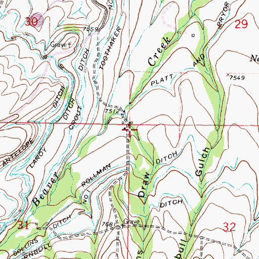 Topographic Map of Collins Draw, WY