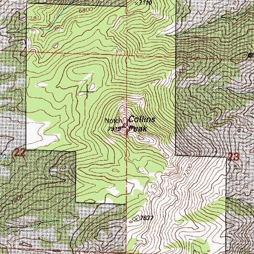Topographic Map of Collins Peak, WY