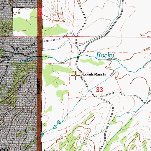 Topographic Map of Comb Ranch, WY