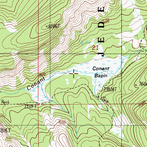 Topographic Map of Conant Basin, WY