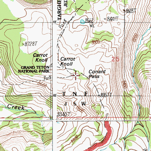 Topographic Map of Conant Pass, WY