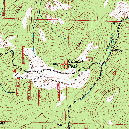 Topographic Map of Conical Peak, WY