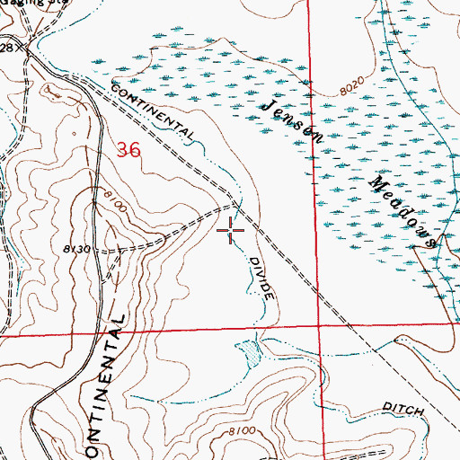 Topographic Map of Continental Divide Ditch, WY