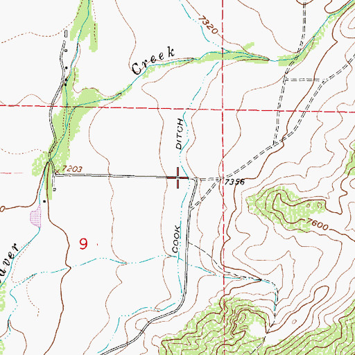Topographic Map of Cook Ditch, WY