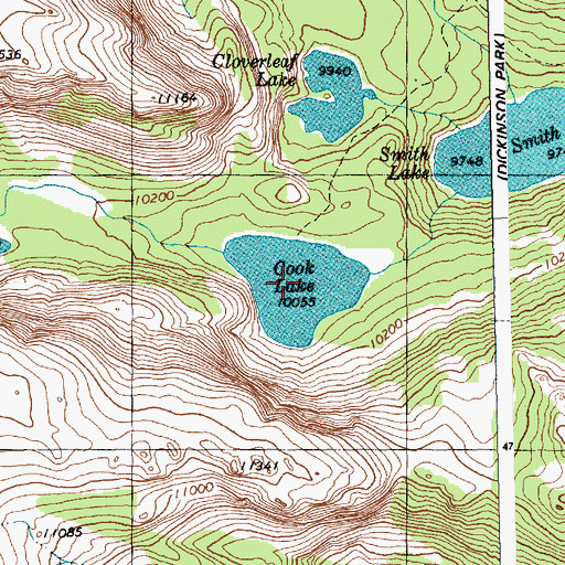 Topographic Map of Cook Lake, WY