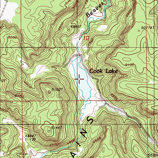 Topographic Map of Cook Lake, WY