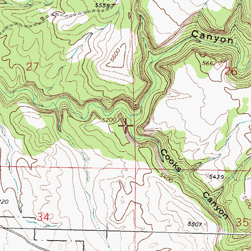 Topographic Map of Cooks Canyon, WY