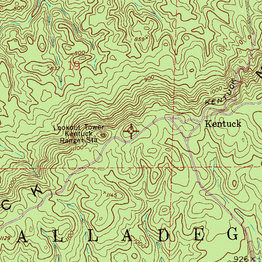 Topographic Map of Kentuck Mountain, AL