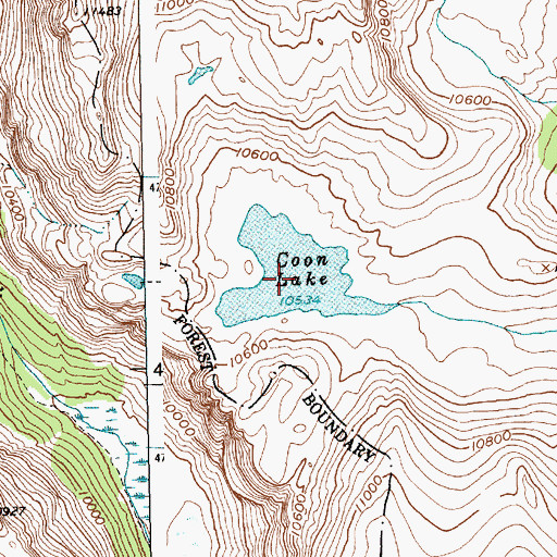 Topographic Map of Coon Lake, WY