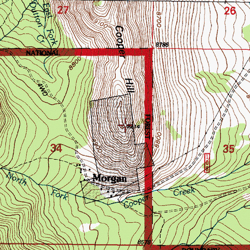 Topographic Map of Cooper Hill, WY