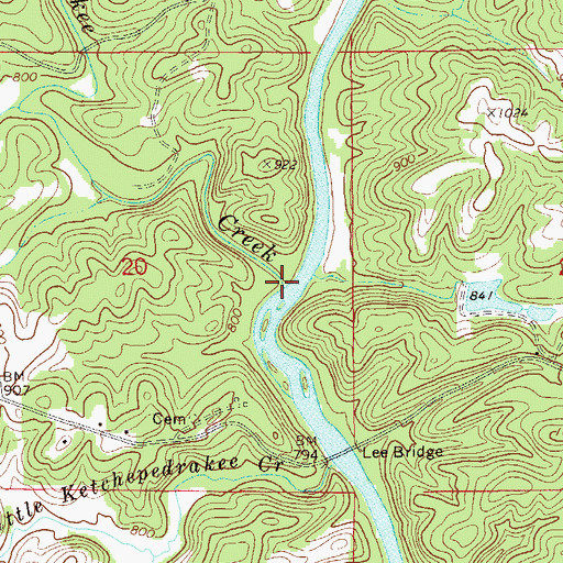 Topographic Map of Ketchepedrakee Creek, AL