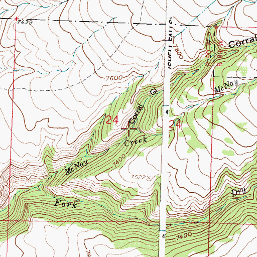Topographic Map of Corral Gulch, WY
