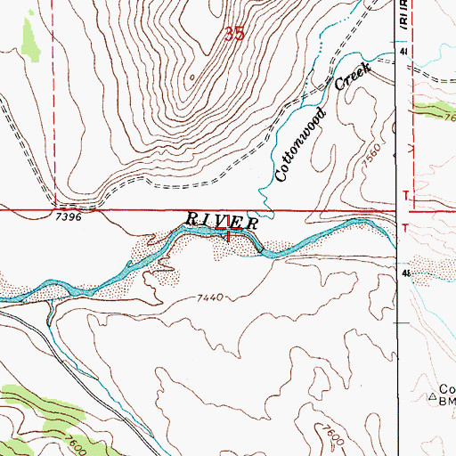 Topographic Map of Cottonwood Creek, WY