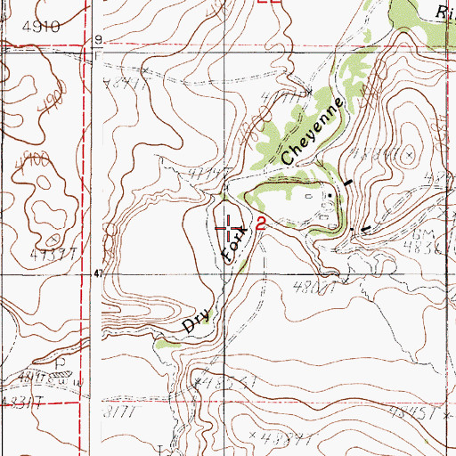 Topographic Map of Cottonwood Draw, WY
