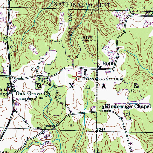 Topographic Map of Kimbrough Cemetery, AL