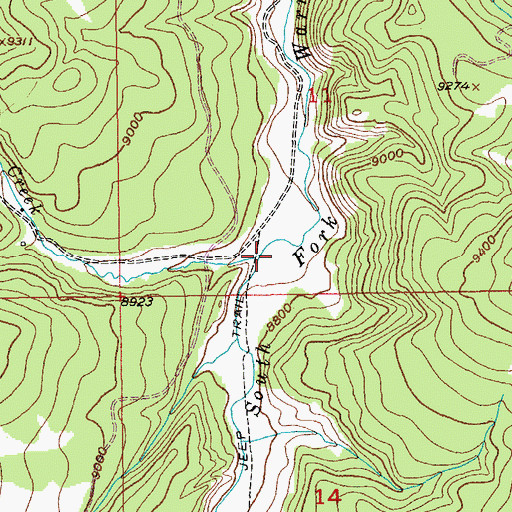 Topographic Map of Cow Creek, WY