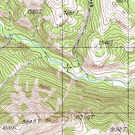 Topographic Map of Cow Creek, WY