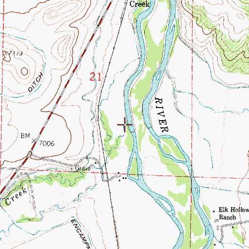 Topographic Map of Cow Creek, WY