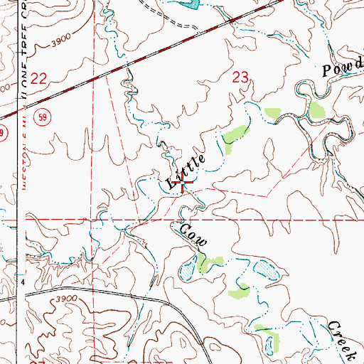 Topographic Map of Cow Creek, WY