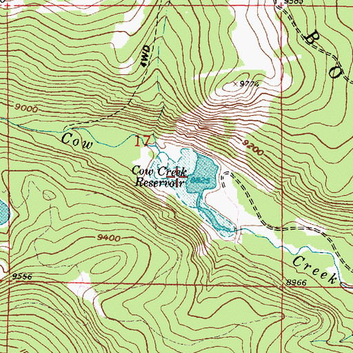 Topographic Map of Cow Creek Reservoir, WY