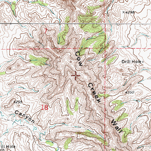 Topographic Map of Cow Creek Wall, WY