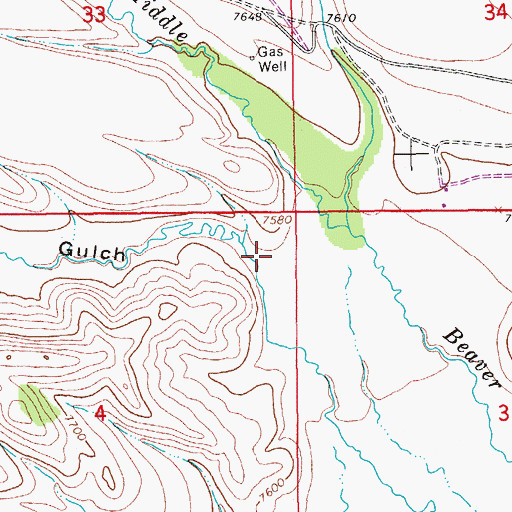 Topographic Map of Cow Gulch, WY