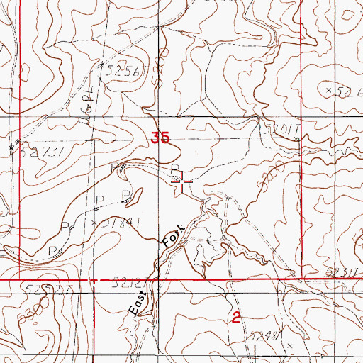 Topographic Map of East Fork Willow Creek, WY