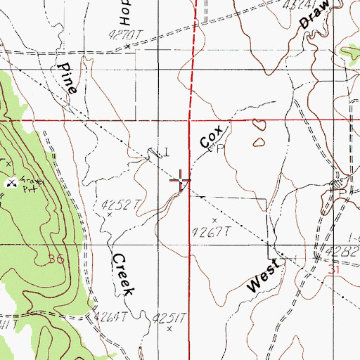 Topographic Map of Cox Draw, WY