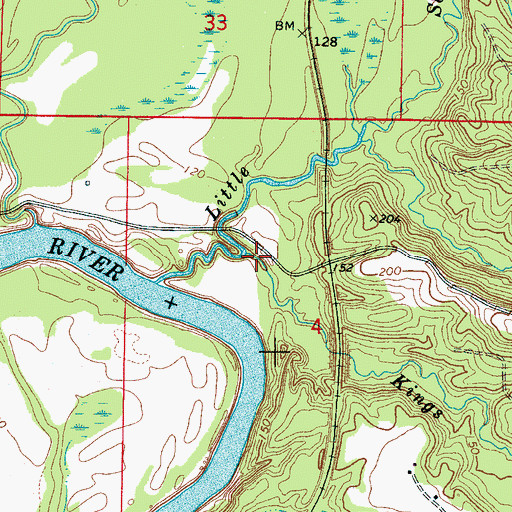 Topographic Map of Kings Branch, AL