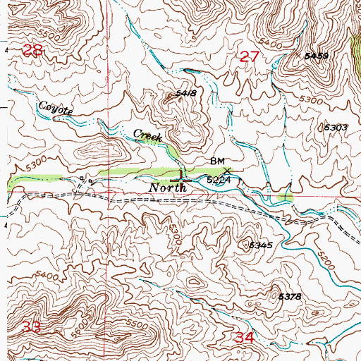 Topographic Map of Coyote Creek, WY