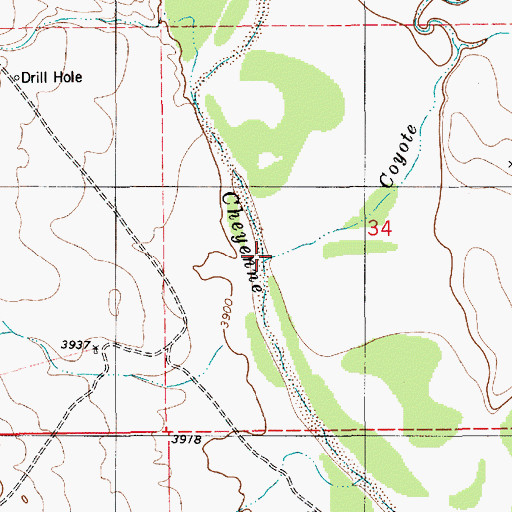 Topographic Map of Coyote Creek, WY