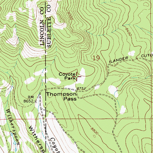 Topographic Map of Coyote Park, WY