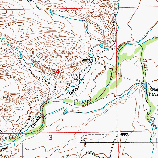 Topographic Map of Cramer Ditch, WY