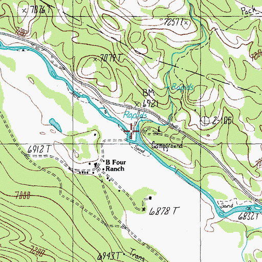 Topographic Map of Crazy Creek, WY