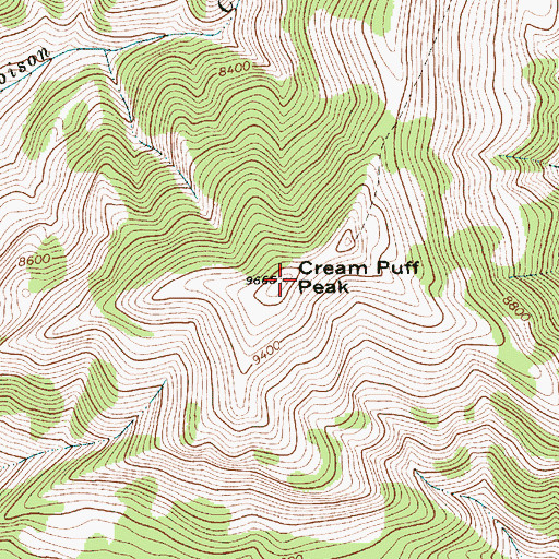 Topographic Map of Cream Puff Peak, WY