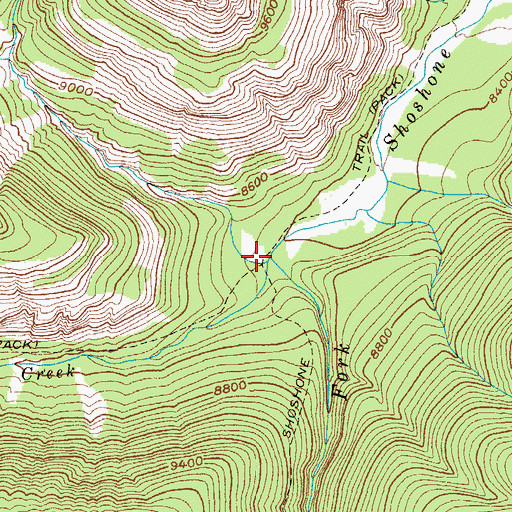 Topographic Map of Crescent Creek, WY