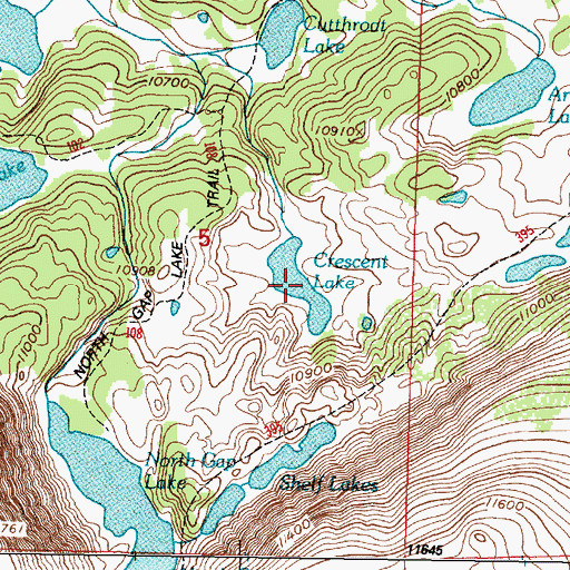 Topographic Map of Crescent Lake, WY