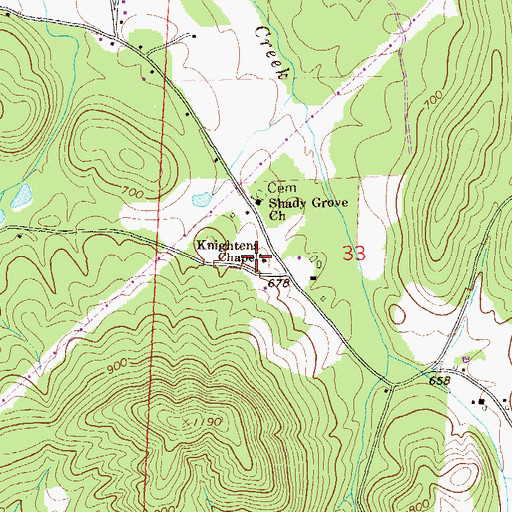 Topographic Map of Knightens Chapel, AL