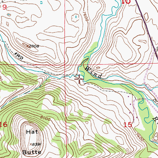 Topographic Map of Crooked Creek, WY