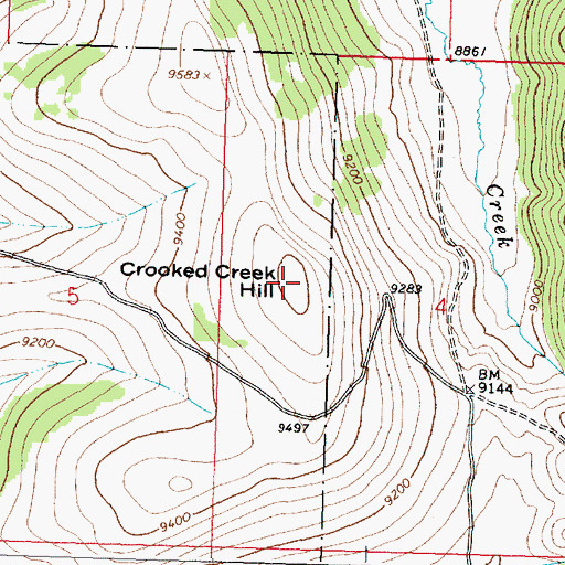 Topographic Map of Crooked Creek Hill, WY