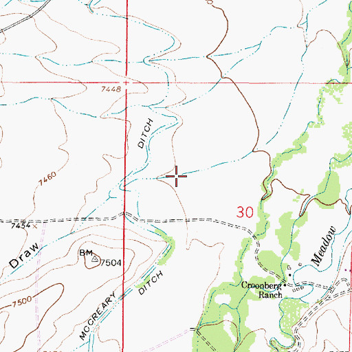 Topographic Map of Croonberg Draw, WY