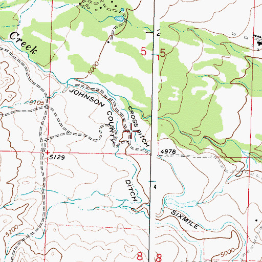 Topographic Map of Cross Ditch, WY