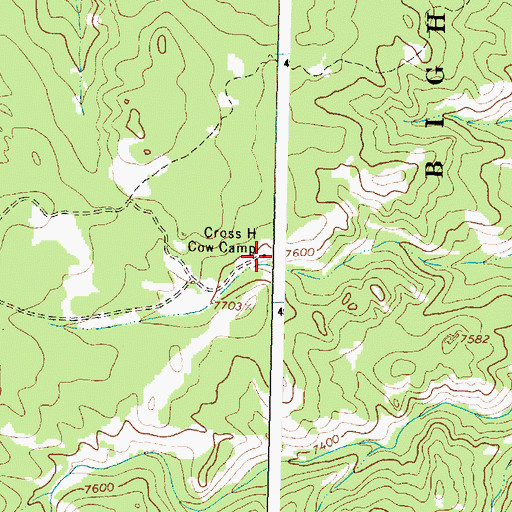 Topographic Map of Cross H Cow Camp, WY